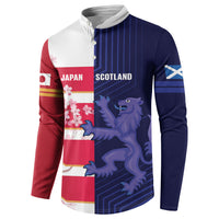 Japan and Scotland Rugby Custom Button Sweatshirt Brave Blossoms Scottish Thistle Together