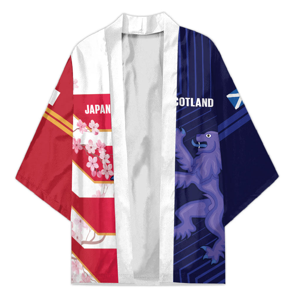Japan and Scotland Rugby Custom Kimono Brave Blossoms Scottish Thistle Together LT14 Unisex Multicolor - Polynesian Pride