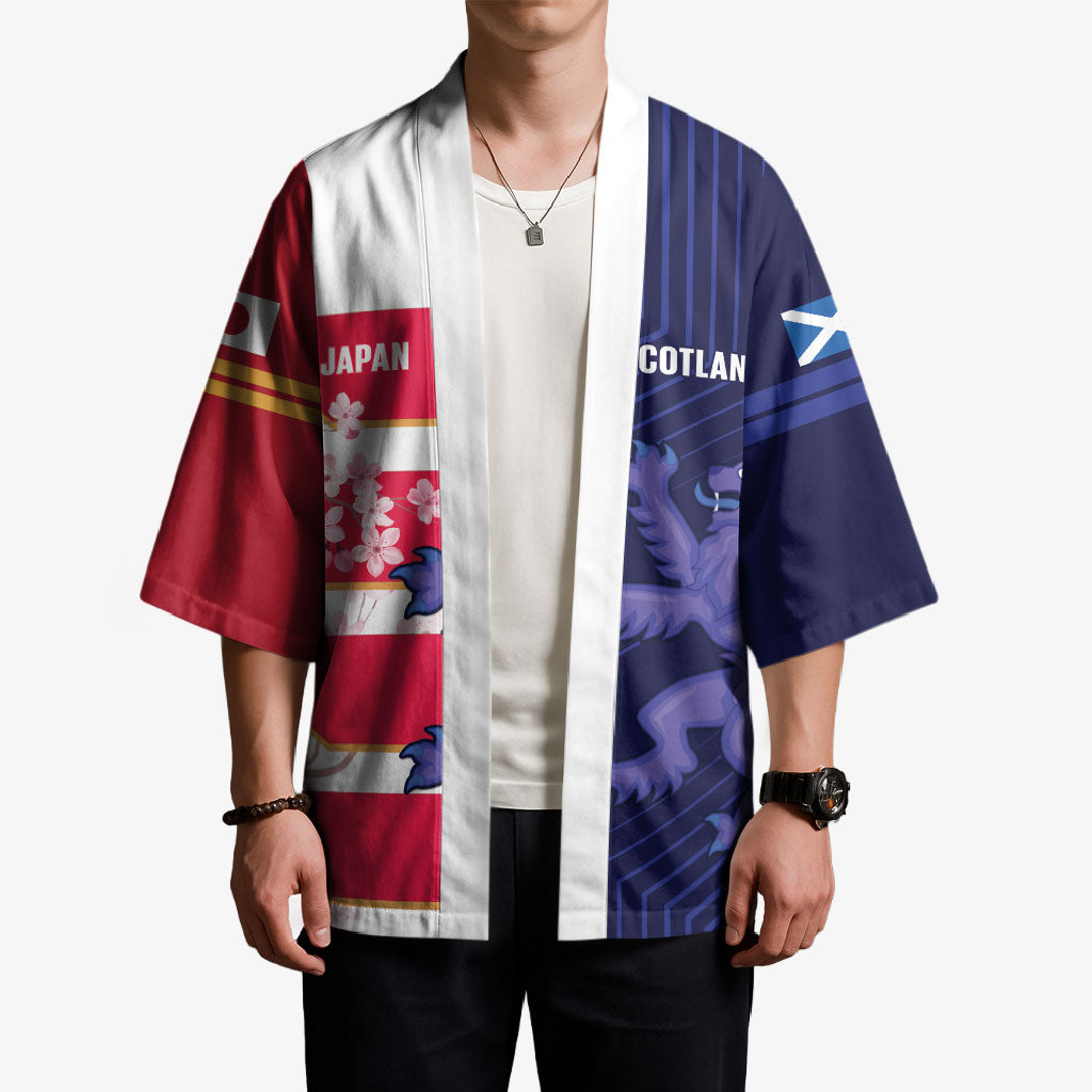 Japan and Scotland Rugby Custom Kimono Brave Blossoms Scottish Thistle Together LT14 - Polynesian Pride