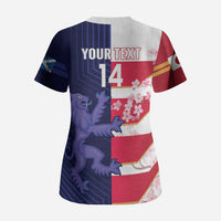 Japan and Scotland Rugby Custom Scrub Top Brave Blossoms Scottish Thistle Together