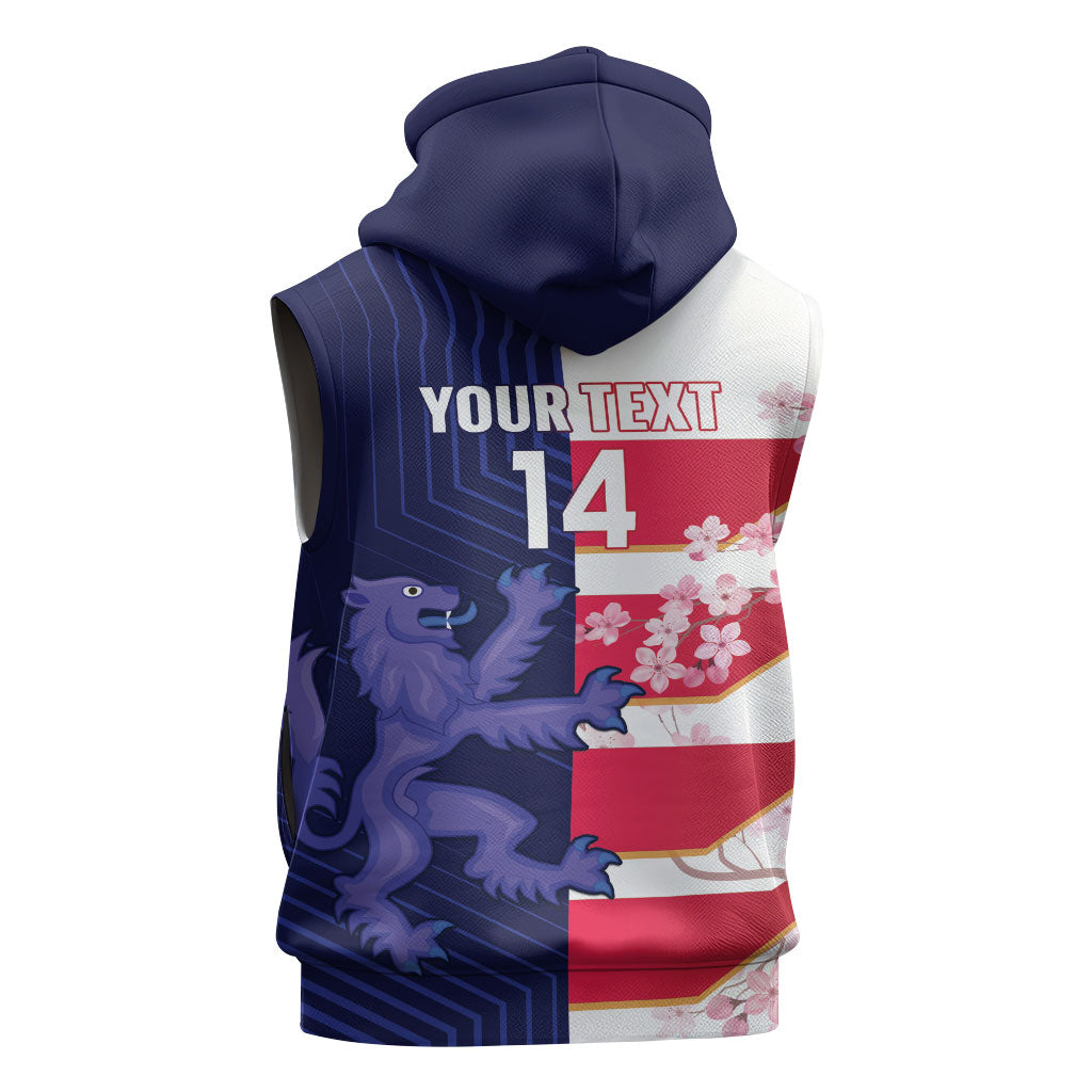 Japan and Scotland Rugby Custom Sleeveless Zip Hoodie Brave Blossoms Scottish Thistle Together LT14 - Polynesian Pride