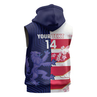 Japan and Scotland Rugby Custom Sleeveless Zip Hoodie Brave Blossoms Scottish Thistle Together LT14 - Polynesian Pride