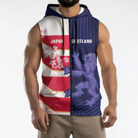 Japan and Scotland Rugby Custom Sleeveless Zip Hoodie Brave Blossoms Scottish Thistle Together LT14 - Polynesian Pride