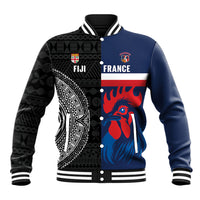 Fiji and France Rugby Custom Baseball Jacket Flying Fijian Les Bleus Together LT14 Unisex Multicolor - Polynesian Pride