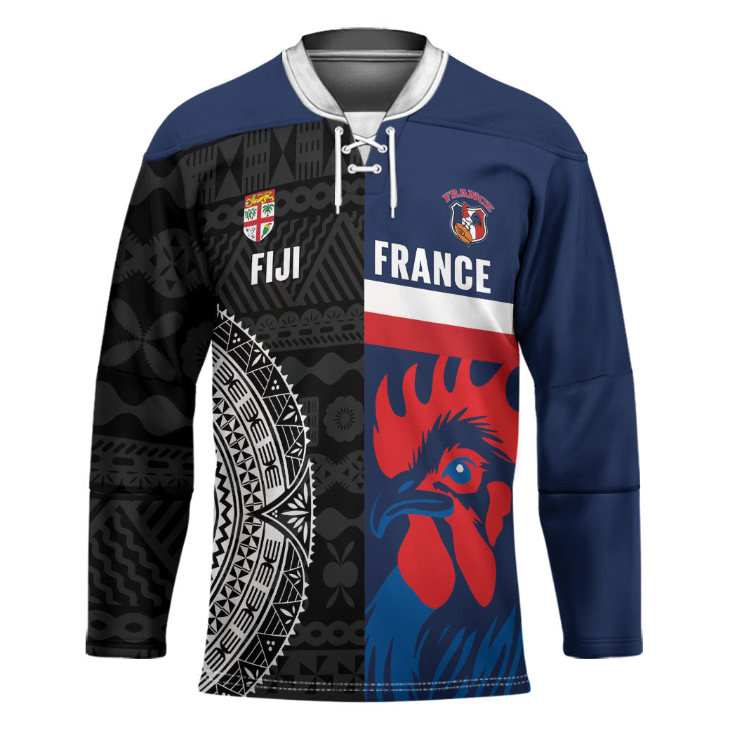 Fiji and France Rugby Custom Hockey Jersey Flying Fijian Les Bleus Together LT14 Unisex Multicolor - Polynesian Pride