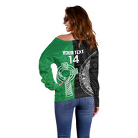 Fiji and Ireland Rugby Custom Off Shoulder Sweater Flying Fijian Irish Shamrocks Together LT14 - Polynesian Pride