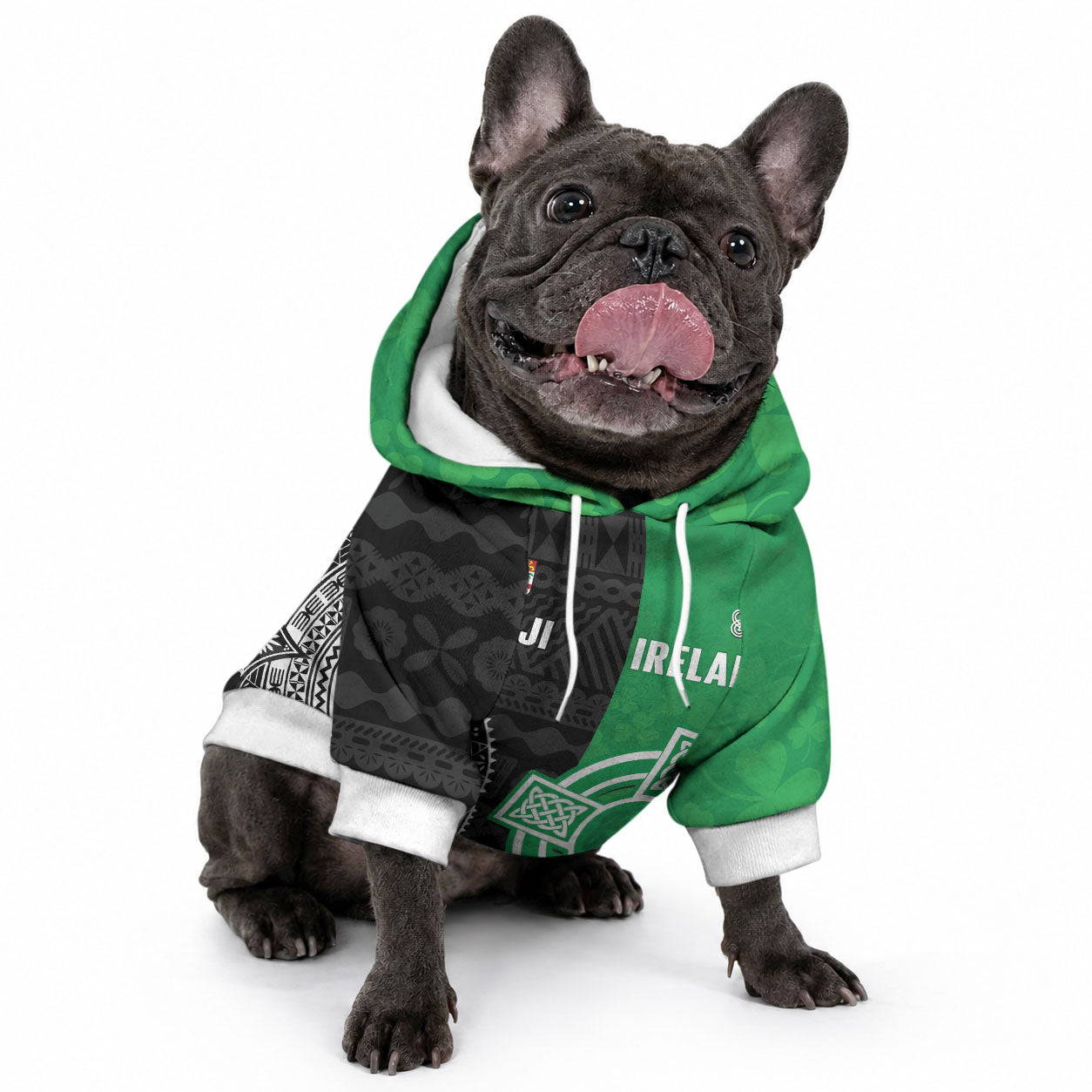 Fiji and Ireland Rugby Custom Pet Hoodie Flying Fijian Irish Shamrocks Together LT14 - Polynesian Pride