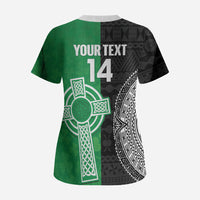 Fiji and Ireland Rugby Custom Scrub Top Flying Fijian Irish Shamrocks Together LT14 - Polynesian Pride