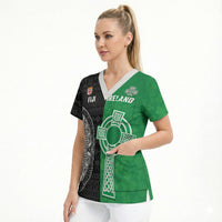 Fiji and Ireland Rugby Custom Scrub Top Flying Fijian Irish Shamrocks Together LT14 - Polynesian Pride