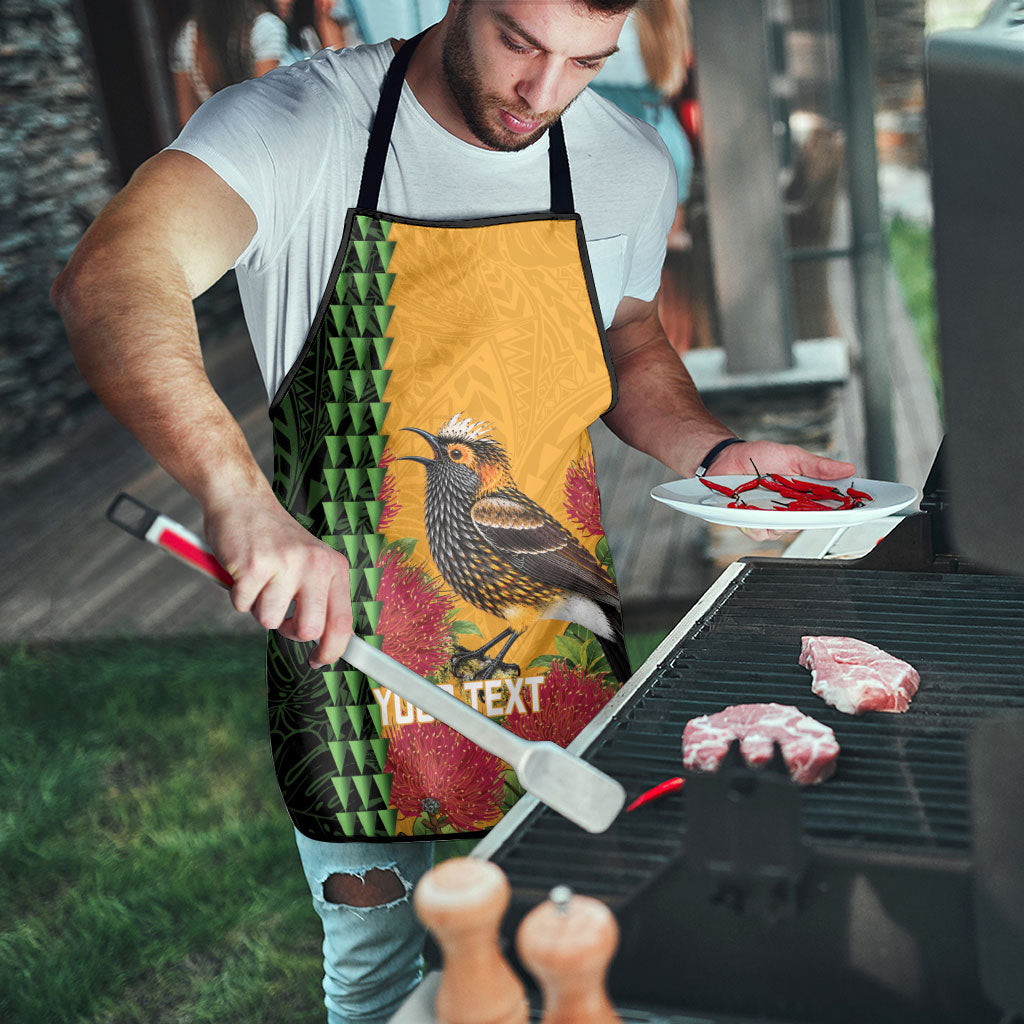 Personalized Hawaii Akohekohe Ohia Lehua Apron Crested Honeycreeper Kakau Hawaiian Pattern LT14 - Polynesian Pride