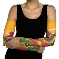 Personalized Hawaii Akohekohe Ohia Lehua Arm Sleeves Crested Honeycreeper Kakau Hawaiian Pattern