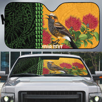 Personalized Hawaii Akohekohe Ohia Lehua Auto Sun Shade Crested Honeycreeper Kakau Hawaiian Pattern