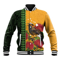 Personalized Hawaii Akohekohe Ohia Lehua Baseball Jacket Crested Honeycreeper Kakau Hawaiian Pattern
