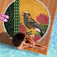 Personalized Hawaii Akohekohe Ohia Lehua Beach Blanket Crested Honeycreeper Kakau Hawaiian Pattern