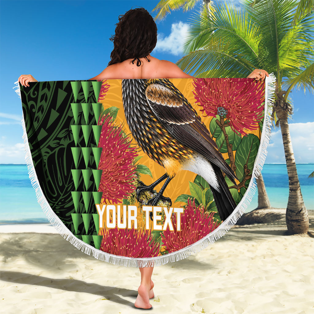 Personalized Hawaii Akohekohe Ohia Lehua Beach Blanket Crested Honeycreeper Kakau Hawaiian Pattern