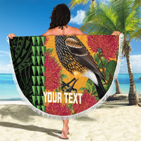 Personalized Hawaii Akohekohe Ohia Lehua Beach Blanket Crested Honeycreeper Kakau Hawaiian Pattern
