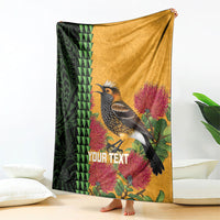 Personalized Hawaii Akohekohe Ohia Lehua Blanket Crested Honeycreeper Kakau Hawaiian Pattern