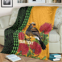 Personalized Hawaii Akohekohe Ohia Lehua Blanket Crested Honeycreeper Kakau Hawaiian Pattern