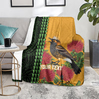 Personalized Hawaii Akohekohe Ohia Lehua Blanket Crested Honeycreeper Kakau Hawaiian Pattern