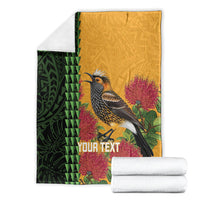 Personalized Hawaii Akohekohe Ohia Lehua Blanket Crested Honeycreeper Kakau Hawaiian Pattern