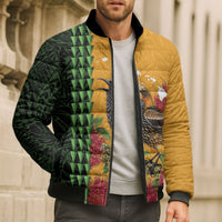 Personalized Hawaii Akohekohe Ohia Lehua Bomber Puffer Jacket Crested Honeycreeper Kakau Hawaiian Pattern LT14 - Polynesian Pride