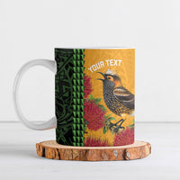 Personalized Hawaii Akohekohe Ohia Lehua Ceramic Mug Crested Honeycreeper Kakau Hawaiian Pattern