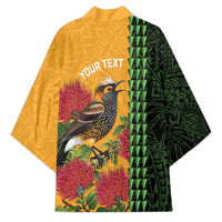Personalized Hawaii Akohekohe Ohia Lehua Kimono Crested Honeycreeper Kakau Hawaiian Pattern