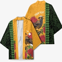 Personalized Hawaii Akohekohe Ohia Lehua Kimono Crested Honeycreeper Kakau Hawaiian Pattern