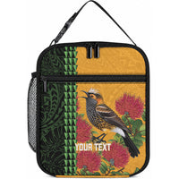 Personalized Hawaii Akohekohe Ohia Lehua Lunch Bag Crested Honeycreeper Kakau Hawaiian Pattern