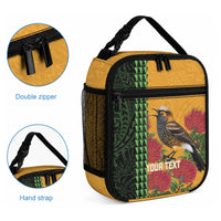 Personalized Hawaii Akohekohe Ohia Lehua Lunch Bag Crested Honeycreeper Kakau Hawaiian Pattern