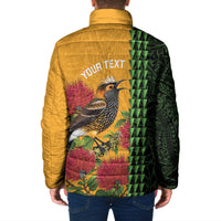 Personalized Hawaii Akohekohe Ohia Lehua Padded Jacket Crested Honeycreeper Kakau Hawaiian Pattern