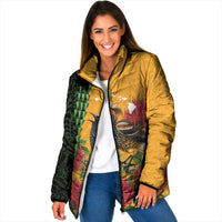 Personalized Hawaii Akohekohe Ohia Lehua Padded Jacket Crested Honeycreeper Kakau Hawaiian Pattern