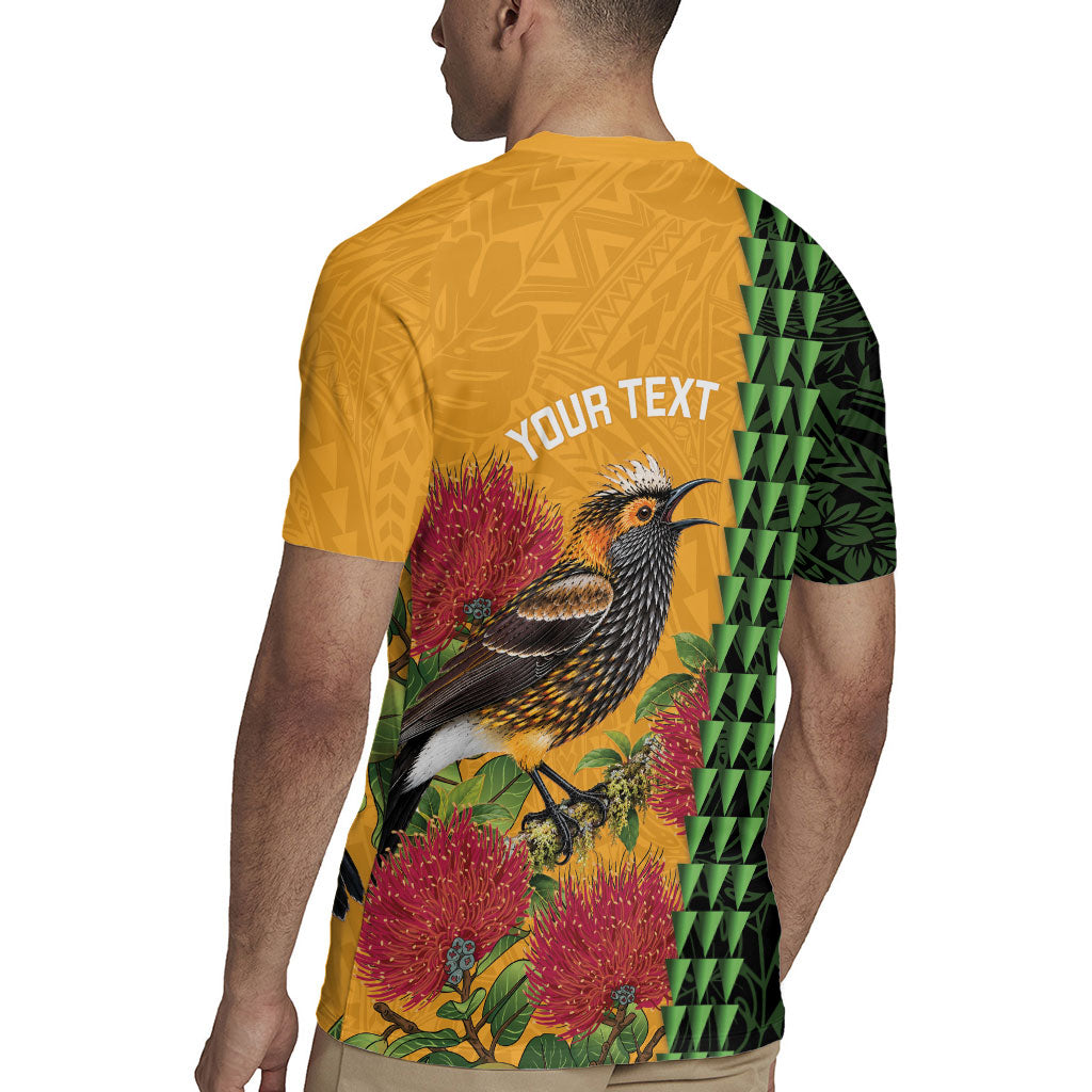 Personalized Hawaii Akohekohe Ohia Lehua Rugby Jersey Crested Honeycreeper Kakau Hawaiian Pattern LT14 - Polynesian Pride