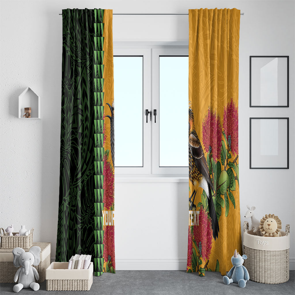 Personalized Hawaii Akohekohe Ohia Lehua Window Curtain Crested Honeycreeper Kakau Hawaiian Pattern LT14 - Polynesian Pride