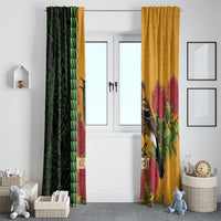 Personalized Hawaii Akohekohe Ohia Lehua Window Curtain Crested Honeycreeper Kakau Hawaiian Pattern LT14 - Polynesian Pride