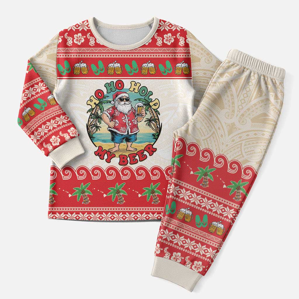 Mele Kalikimaka Hawaii Christmas Pajama Set Funny Beer-Loving Santa Hawaiian Tropical LT14 Men Red - Polynesian Pride