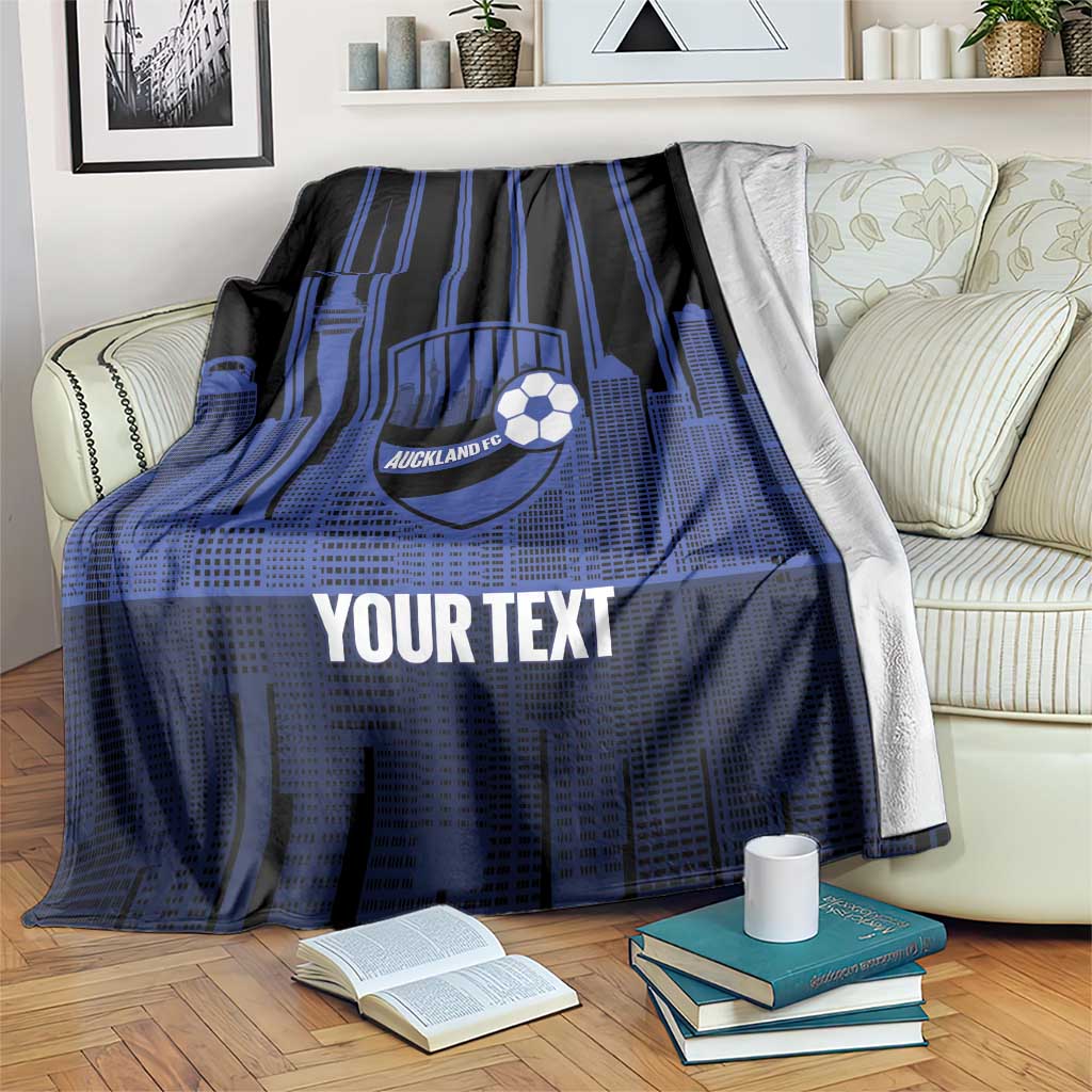 New Zealand Auckland Football Custom Blanket Go City of Sails Est 2025 LT14 Black - Polynesian Pride