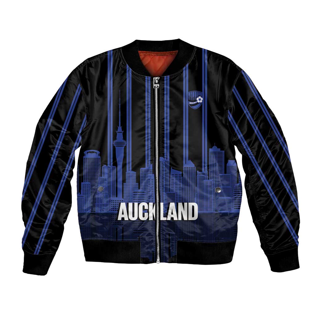 New Zealand Auckland Football Custom Bomber Jacket Go City of Sails Est 2025 LT14 Unisex Black - Polynesian Pride