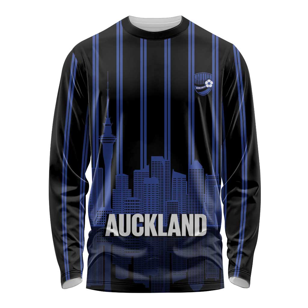 New Zealand Auckland Football Custom Long Sleeve Shirt Go City of Sails Est 2025 LT14 Unisex Black - Polynesian Pride