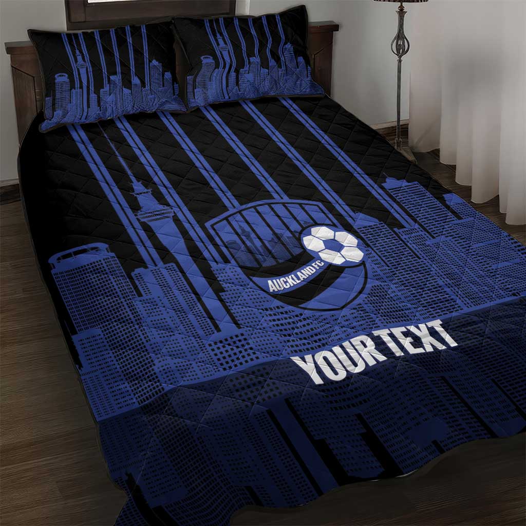 New Zealand Auckland Football Custom Quilt Bed Set Go City of Sails Est 2025 LT14 Black - Polynesian Pride