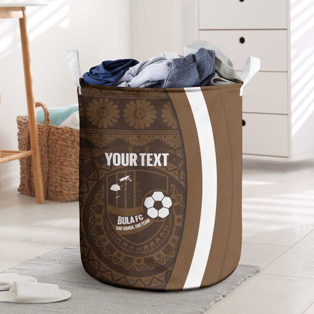 Bula Fiji Football Custom Laundry Basket One Vanua One Team Tapa Pattern LT14 Brown - Polynesian Pride