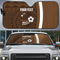 Bula Fiji Football Custom Auto Sun Shade One Vanua One Team Tapa Pattern LT14 Brown - Polynesian Pride