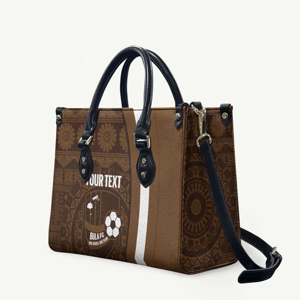 Bula Fiji Football Custom Leather Bag One Vanua One Team Tapa Pattern LT14 Brown - Polynesian Pride