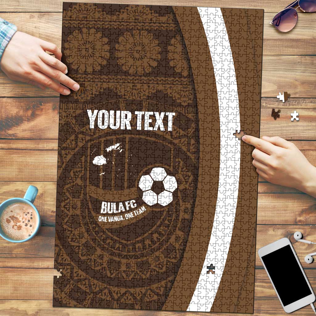 Bula Fiji Football Custom Puzzle One Vanua One Team Tapa Pattern LT14 Brown - Polynesian Pride