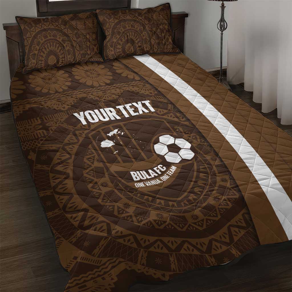 Bula Fiji Football Custom Quilt Bed Set One Vanua One Team Tapa Pattern LT14 Brown - Polynesian Pride