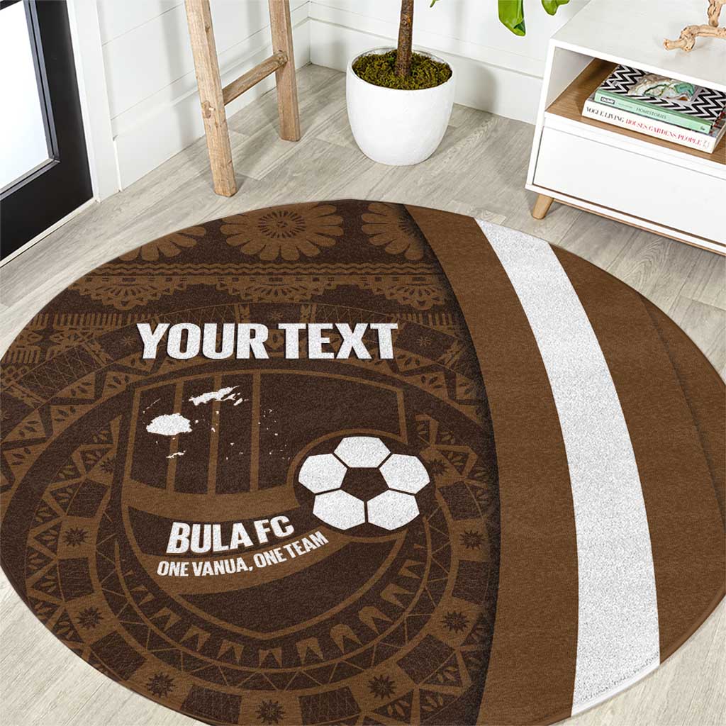 Bula Fiji Football Custom Round Carpet One Vanua One Team Tapa Pattern LT14 Brown - Polynesian Pride