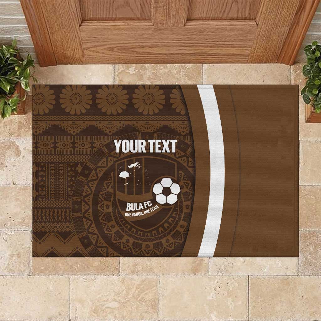 Bula Fiji Football Custom Rubber Doormat One Vanua One Team Tapa Pattern LT14 Brown - Polynesian Pride