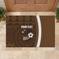 Bula Fiji Football Custom Rubber Doormat One Vanua One Team Tapa Pattern LT14 Brown - Polynesian Pride