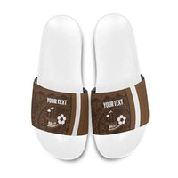 Bula Fiji Football Custom Slide Sandals One Vanua One Team Tapa Pattern LT14 Brown - Polynesian Pride