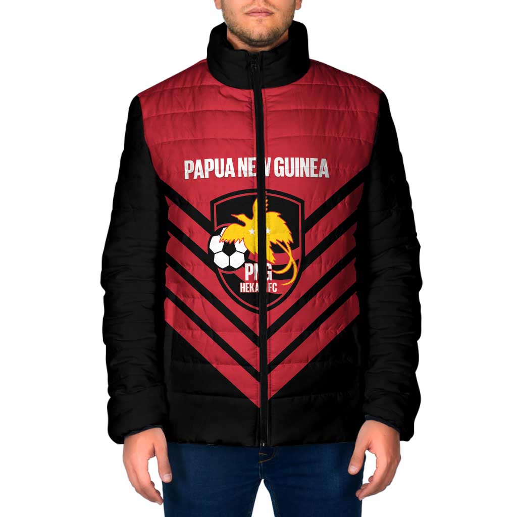 Hekari Papua New Guinea Football Custom Padded Jacket Go PNG Red Army LT14 Men Red - Polynesian Pride